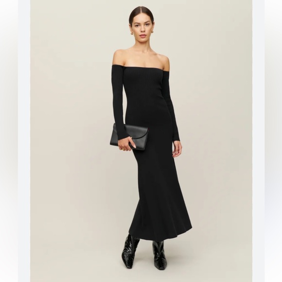 Reformation Dresses & Skirts - Reformation Symone Cotton Sweater Midi Black Dress